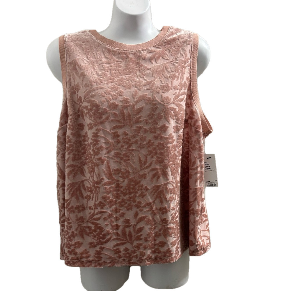 Apt. 9 Pink Velvety Floral  Tank Top size Large NWT